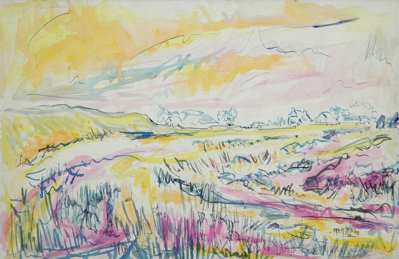 Martens G.G.  | Gijsbert 'George' Martens, Landschap, aquarel op papier 38,3 x 54,7 cm, gesigneerd rechtsonder en gedateerd '30