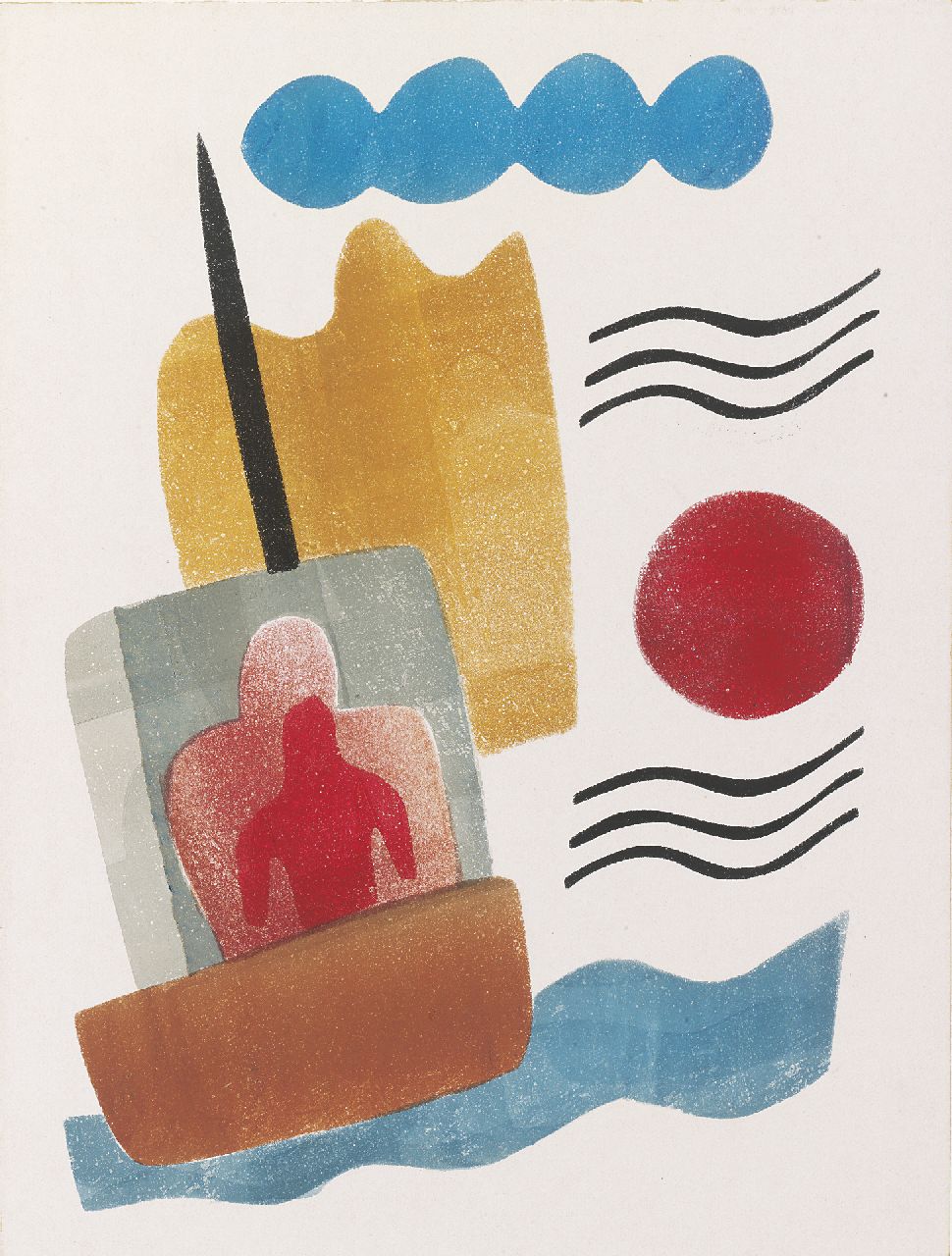 Werkman H.N.  | Hendrik Nicolaas Werkman, De Schipper, sjabloon, inktrol, drukinkt op papier 32,7 x 25,0 cm, te dateren 1935-1936
