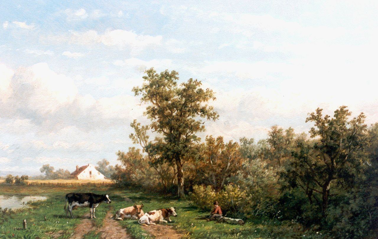 Wijngaerdt A.J. van | Anthonie Jacobus van Wijngaerdt, Polderlandschap, olieverf op paneel 23,0 x 36,5 cm, gesigneerd rechtsonder Wijngaerdt A.J. van | Anthonie Jacobus van Wijngaerdt, Polderlandschap, olieverf op paneel 23,0 x 36,5 cm, gesigneerd rechtsonder