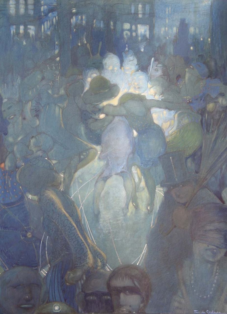Geetere F.J.J. de | François Joseph Jean 'Frans' de Geetere, Carnaval, potlood, aquarel en pastel op board 97,6 x 72,6 cm, gesigneerd rechtsonder Geetere F.J.J. de | François Joseph Jean 'Frans' de Geetere, Carnaval, potlood, aquarel en pastel op board 97,6 x 72,6 cm, gesigneerd rechtsonder