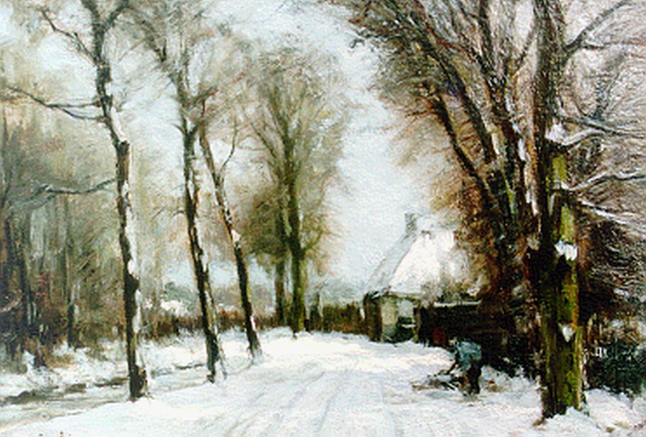 Apol L.F.H.  | Lodewijk Franciscus Hendrik 'Louis' Apol, Winters laantje (Bezuidenhoutseweg Den Haag), olieverf op doek 27,0 x 39,0 cm, gesigneerd linksonder