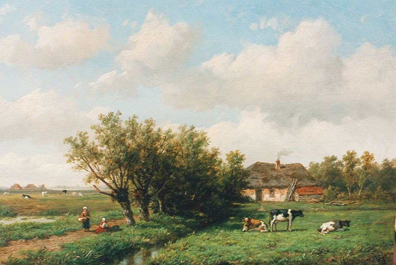 Wijngaerdt A.J. van | Anthonie Jacobus van Wijngaerdt, Polderlandschap, olieverf op paneel 23,0 x 36,5 cm, gesigneerd rechtsonder Wijngaerdt A.J. van | Anthonie Jacobus van Wijngaerdt, Polderlandschap, olieverf op paneel 23,0 x 36,5 cm, gesigneerd rechtsonder