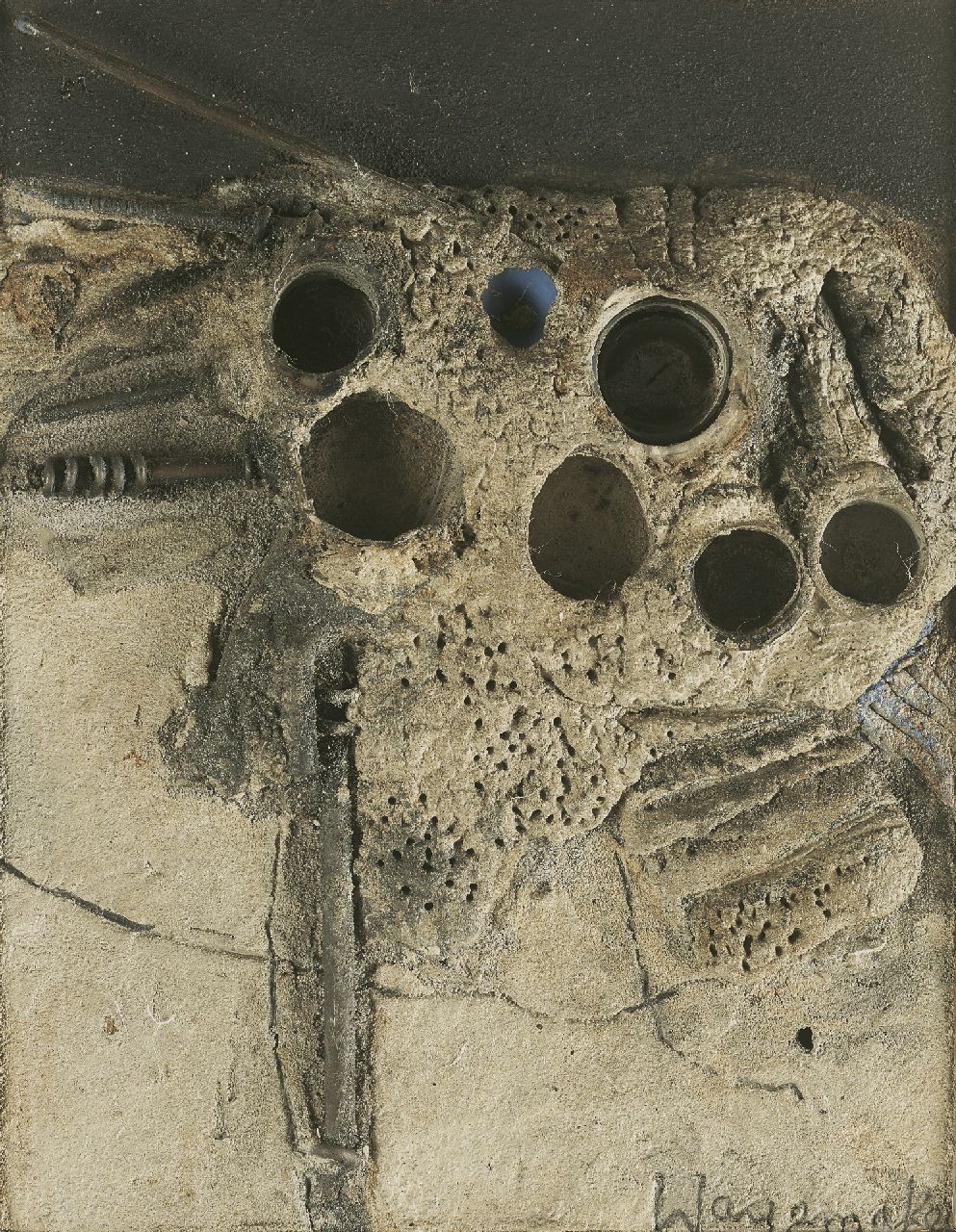 Wagemaker A.B. | Adriaan Barend 'Jaap' Wagemaker, Les Clous, gemengde techniek op board 22,2 x 17,2 cm, gesigneerd rechtsonder en verso gedateerd '60 Wagemaker A.B. | Adriaan Barend 'Jaap' Wagemaker, Les Clous, gemengde techniek op board 22,2 x 17,2 cm, gesigneerd rechtsonder en verso gedateerd '60