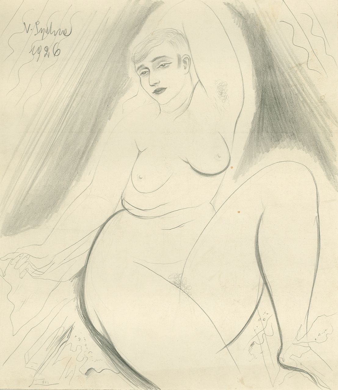 Sychra V. | Vladimir Sychra | Aquarellen en tekeningen te koop aangeboden | Naakt, tekening op papier 23,0 x 20,2 cm, gesigneerd linksboven en gedateerd 1926 Sychra V. | Vladimir Sychra | Aquarellen en tekeningen te koop aangeboden | Naakt, tekening op papier 23,0 x 20,2 cm, gesigneerd linksboven en gedateerd 1926