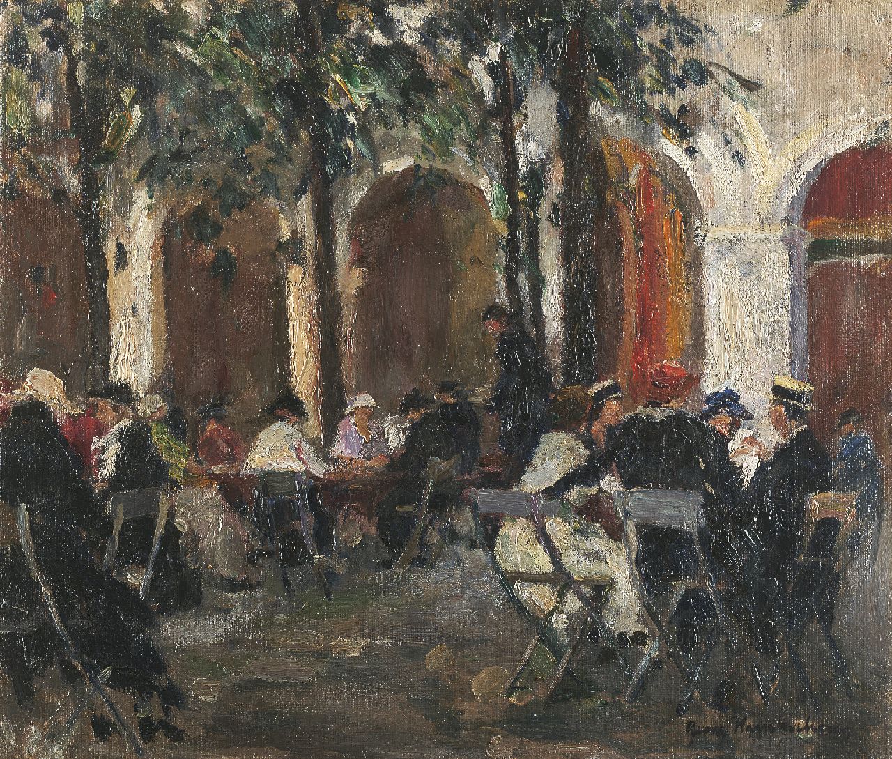 Hambüchen G.  | Georg Hambüchen, Hofgarten München, olieverf op doek 41,2 x 48,2 cm, gesigneerd rechtsonder