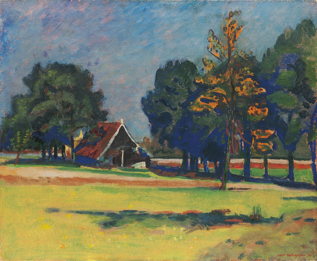 Wiegers J.  | Jan Wiegers, Landschap Twenthe, olieverf op doek 50,4 x 61,0 cm, gesigneerd rechtsonder en gedateerd '40