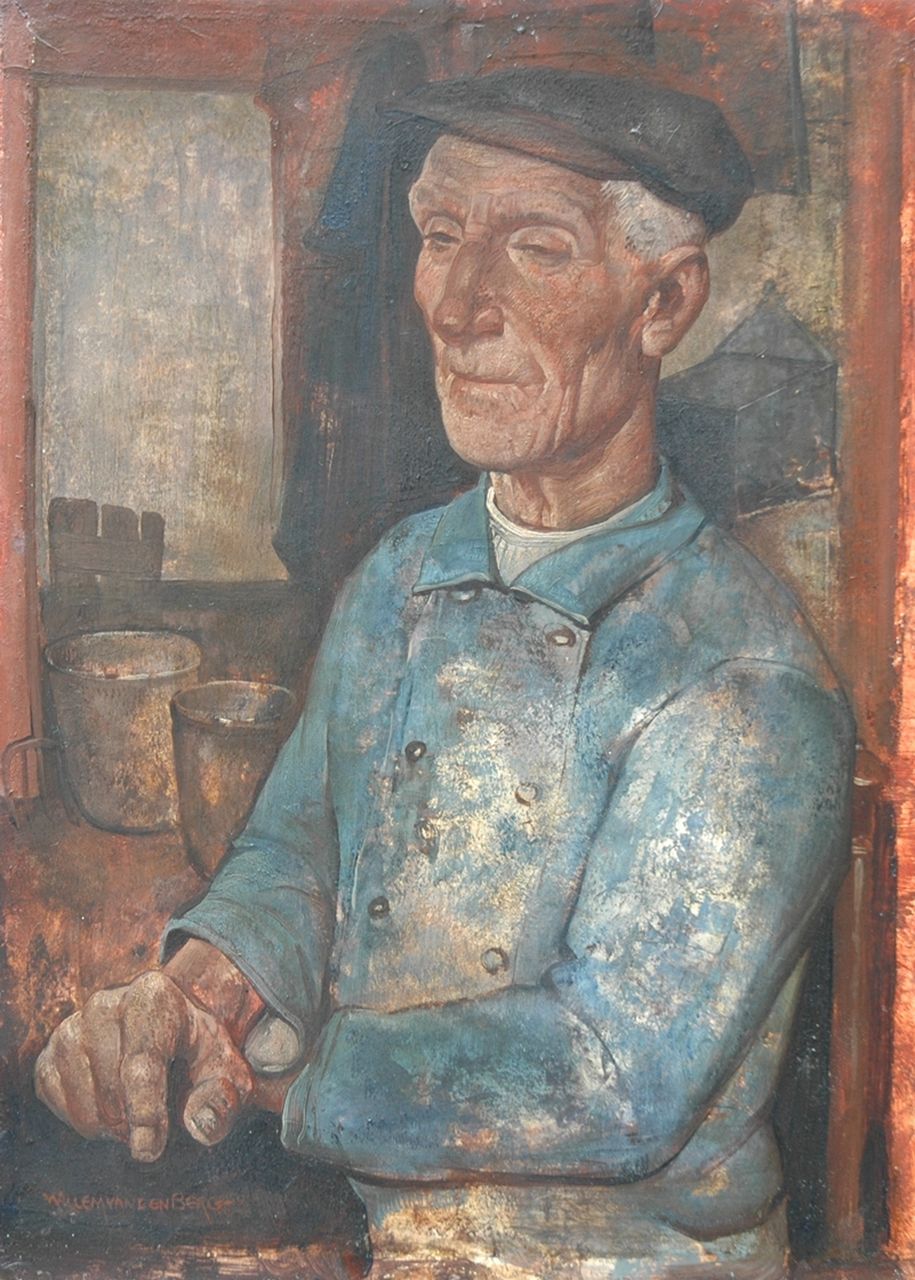 Berg W.H. van den | 'Willem' Hendrik van den Berg, Zittende boer: na de arbeid, olieverf op doek op board 27,4 x 19,9 cm, gesigneerd linksonder Berg W.H. van den | 'Willem' Hendrik van den Berg, Zittende boer: na de arbeid, olieverf op doek op board 27,4 x 19,9 cm, gesigneerd linksonder