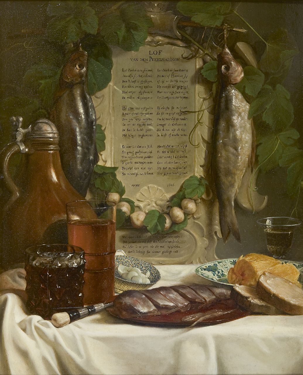 Brehmer E. | Emil Brehmer, Lof van de pekelharing ( toegeschreven aan Emil Brehmer), olieverf op paneel 55,5 x 45,0 cm Brehmer E. | Emil Brehmer, Lof van de pekelharing ( toegeschreven aan Emil Brehmer), olieverf op paneel 55,5 x 45,0 cm