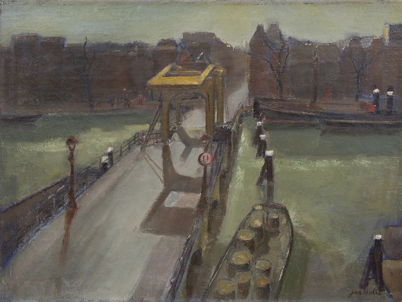 Nolte J.A.F. | Johannes Albertus Franciscus 'Jan' Nolte, De Magere Brug, Amsterdam, olieverf op doek 60,5 x 80,3 cm, gesigneerd rechtsonder en verso Nolte J.A.F. | Johannes Albertus Franciscus 'Jan' Nolte, De Magere Brug, Amsterdam, olieverf op doek 60,5 x 80,3 cm, gesigneerd rechtsonder en verso