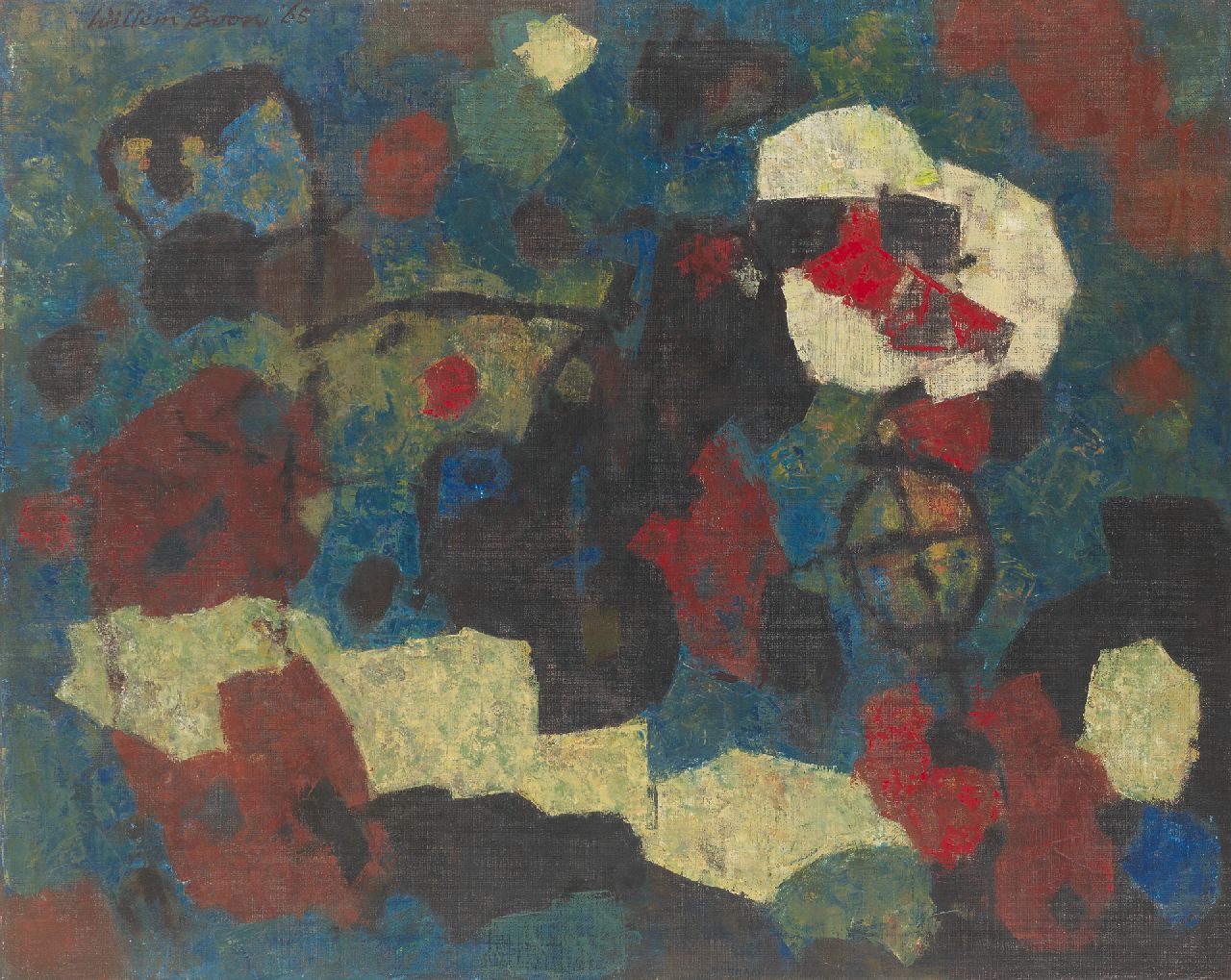 Boon W.  | Willem Boon, Kompositie '65, olieverf op doek 80,2 x 99,8 cm, gesigneerd linksboven en gedateerd '65