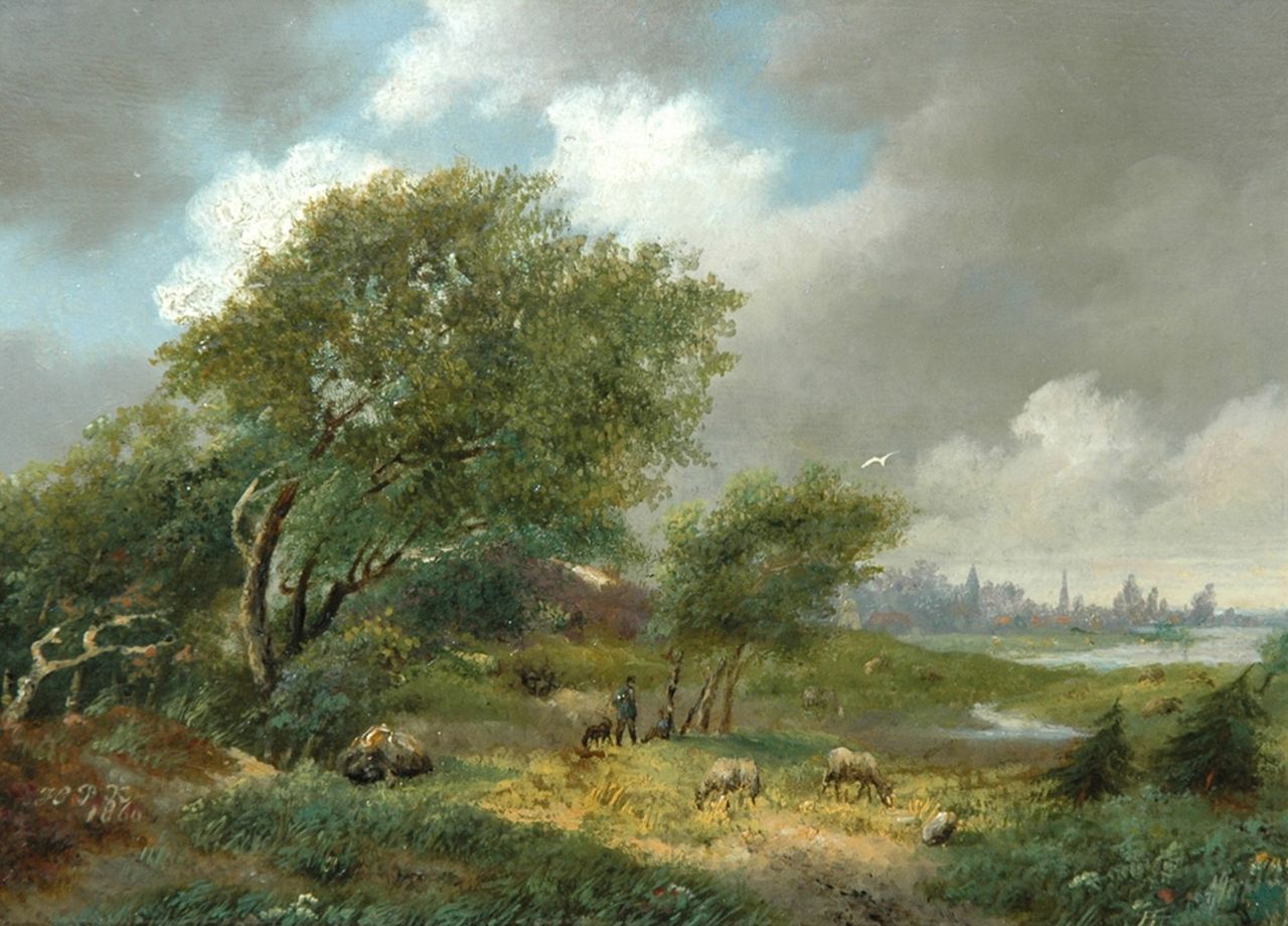 Koekkoek P.H. | Pieter Hendrik 'H.P.' Koekkoek, Opkomende storm, olieverf op paneel 14,7 x 20,6 cm, gesigneerd linksonder met initialen en gedateerd 1860 Koekkoek P.H. | Pieter Hendrik 'H.P.' Koekkoek, Opkomende storm, olieverf op paneel 14,7 x 20,6 cm, gesigneerd linksonder met initialen en gedateerd 1860