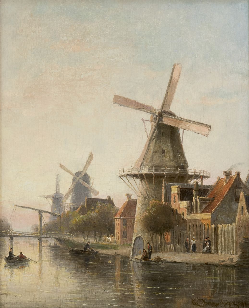 Dommelshuizen C.C.  | Cornelis Christiaan Dommelshuizen, Korenmolen De Rosenboom aan de Overtoom, Amsterdam, olieverf op paneel 28,4 x 23,1 cm, gesigneerd rechtsonder en gedateerd 1898