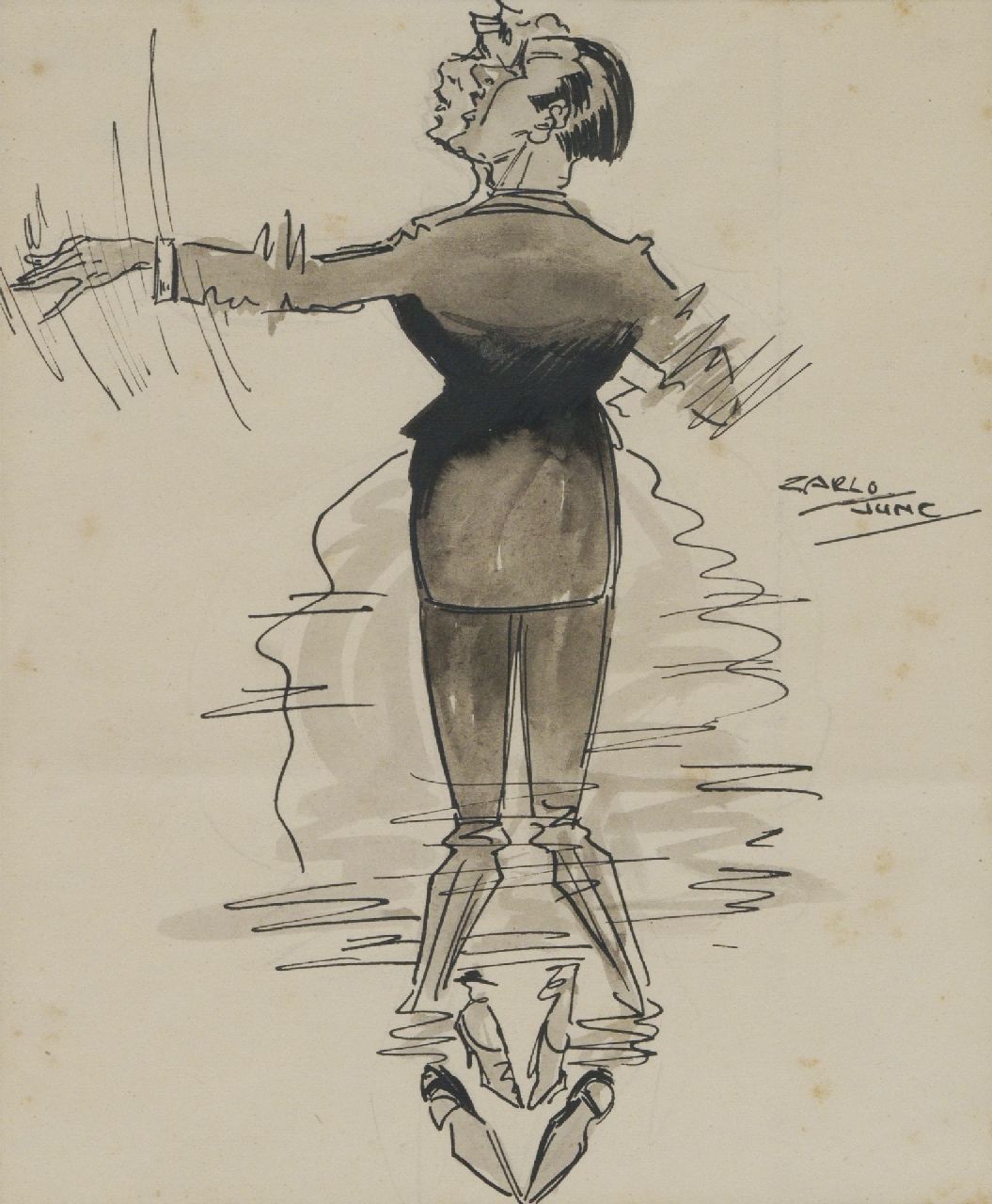 Jung C.H. | Carel Hendrik 'Carlo' Jung | Aquarellen en tekeningen te koop aangeboden | Latest fashion, Oost-Indische inkt op papier 21,0 x 17,0 cm, gesigneerd rechts van het midden Jung C.H. | Carel Hendrik 'Carlo' Jung | Aquarellen en tekeningen te koop aangeboden | Latest fashion, Oost-Indische inkt op papier 21,0 x 17,0 cm, gesigneerd rechts van het midden