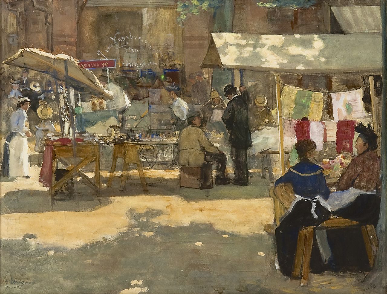 Arntzenius P.F.N.J.  | Pieter Florentius Nicolaas Jacobus 'Floris' Arntzenius, Markt, Den Haag, aquarel op papier 36,2 x 46,9 cm, gesigneerd linksonder en te dateren ca. 1905