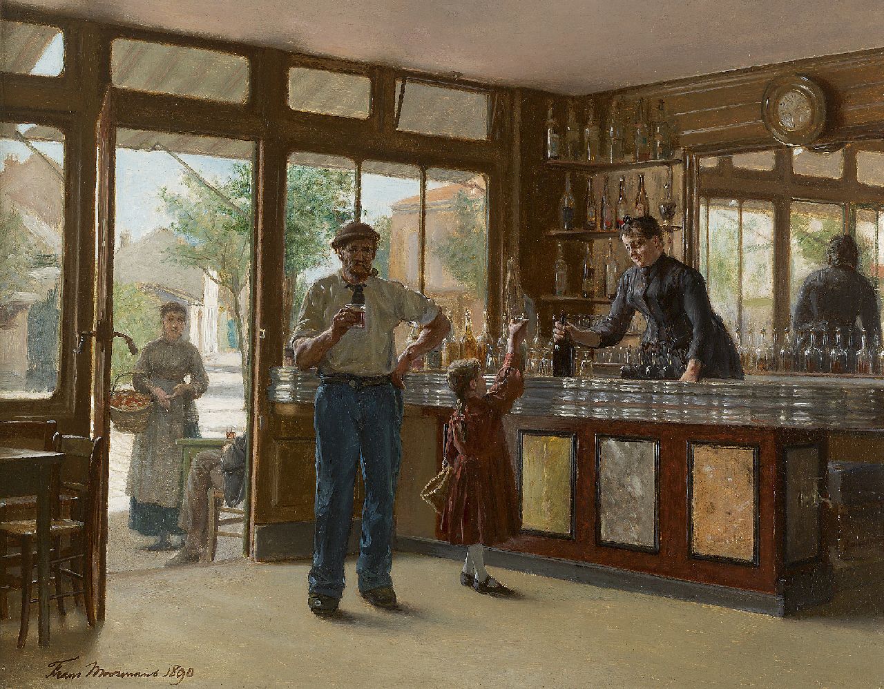 Moormans F.L.J.  | Franciscus Leonardus Johannes 'Frans' Moormans, Aan de toog, olieverf op paneel 36,7 x 46,1 cm, gesigneerd linksonder en gedateerd 1890