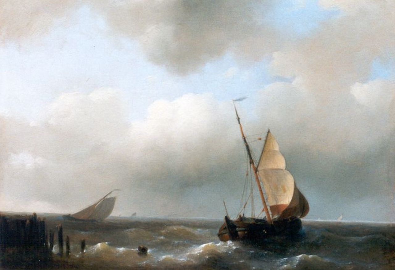 Hulk A. | Abraham Hulk, Vissersboten voor de kust, olieverf op paneel 15,3 x 20,9 cm Hulk A. | Abraham Hulk, Vissersboten voor de kust, olieverf op paneel 15,3 x 20,9 cm