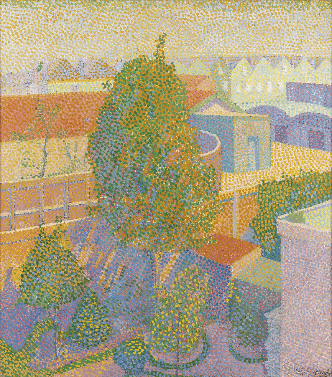 Maris F.J.J.  | Ferdinand Johannes Jacobus 'Frits' Maris | Schilderijen te koop aangeboden | Uitkijk over de stad, olieverf op doek 44,7 x 39,5 cm, gesigneerd rechtsonder