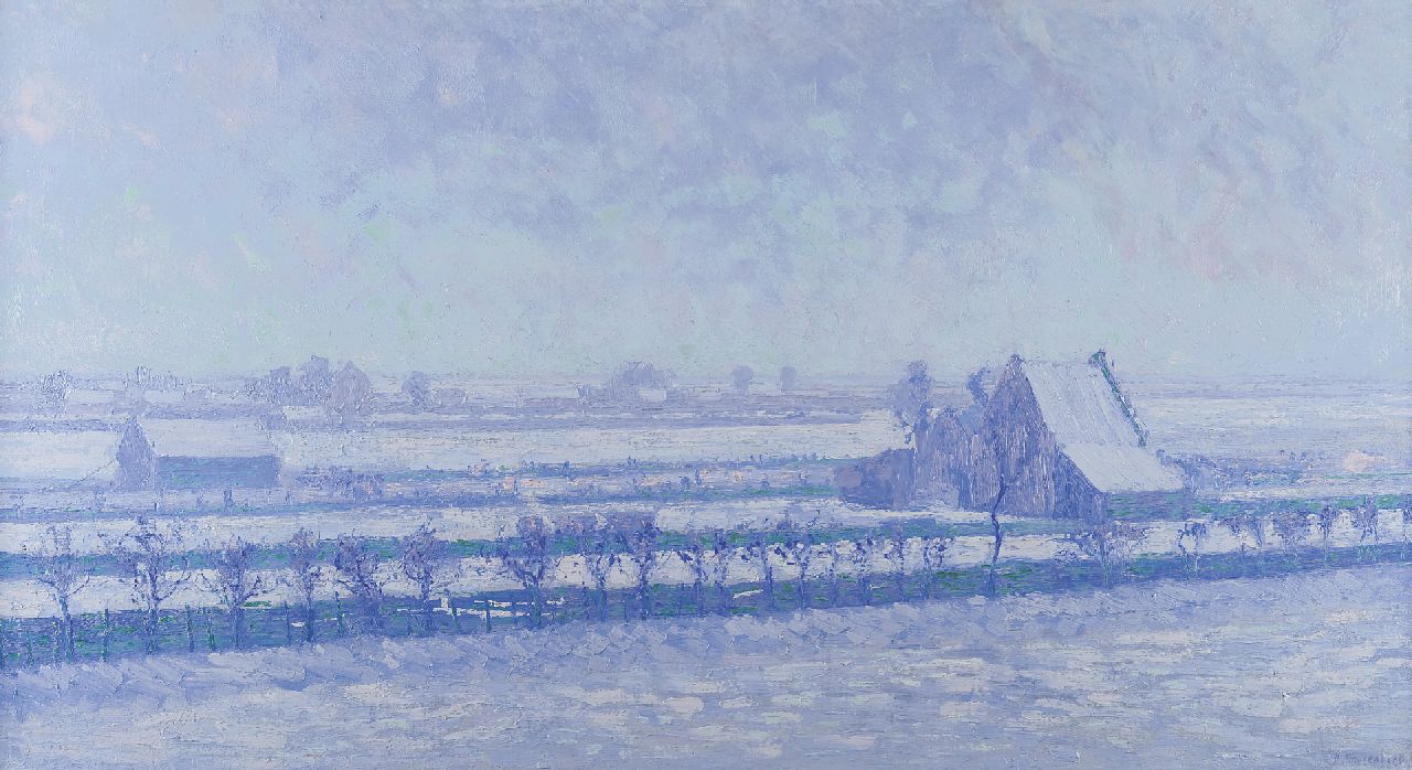 Smorenberg D. | Dirk Smorenberg, Boerderij bij Loosdrecht in de sneeuw, olieverf op doek 62,5 x 117,0 cm, gesigneerd rechtsonder en gedateerd '12 Smorenberg D. | Dirk Smorenberg, Boerderij bij Loosdrecht in de sneeuw, olieverf op doek 62,5 x 117,0 cm, gesigneerd rechtsonder en gedateerd '12