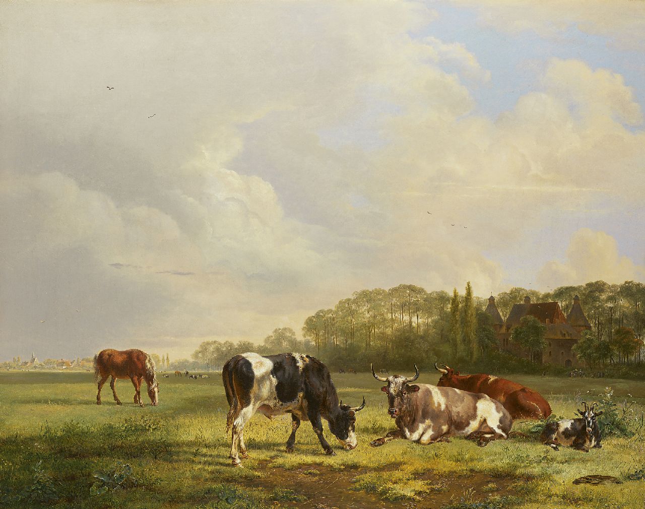 Os P.G. van | Pieter Gerardus van Os, Rustend vee in Hollands landschap, olieverf op doek 69,7 x 88,0 cm, gesigneerd rechts van het midden. en gedateerd 1834 Os P.G. van | Pieter Gerardus van Os, Rustend vee in Hollands landschap, olieverf op doek 69,7 x 88,0 cm, gesigneerd rechts van het midden. en gedateerd 1834