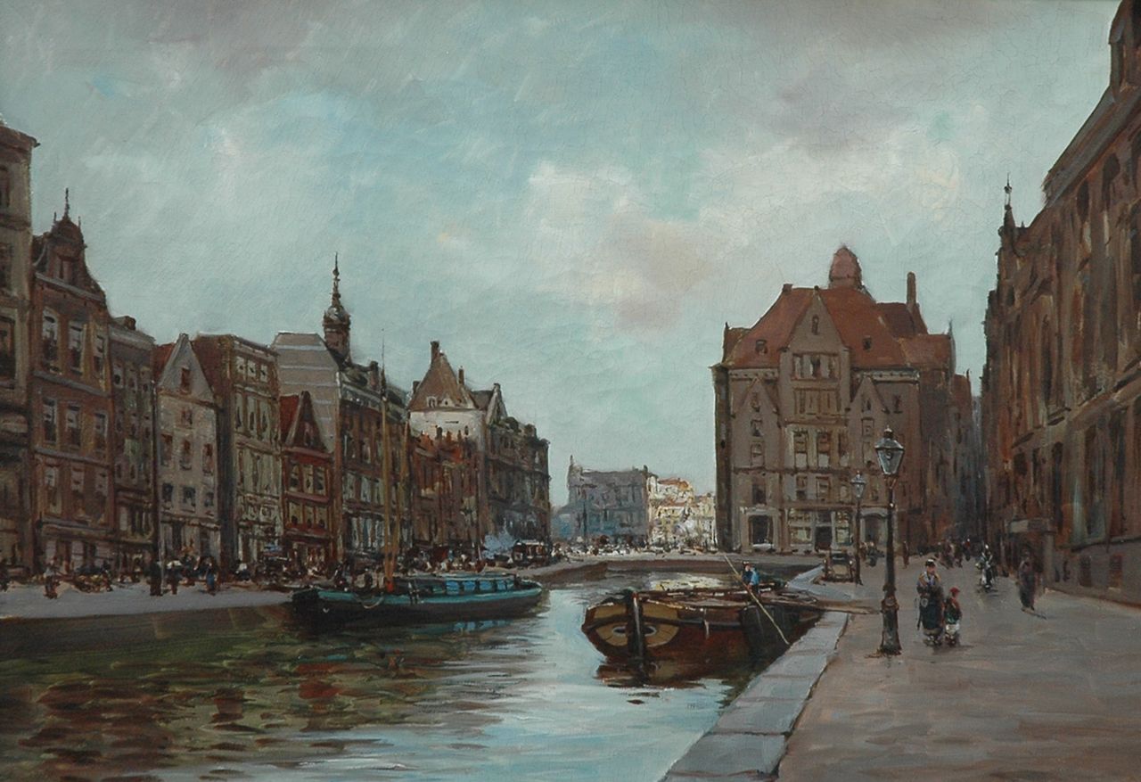 Dirckx A.B. | Antonius Bernardus 'Anton' Dirckx, Het Rokin, Amsterdam, met het gebouw van de Sociëteit Industria, olieverf op doek 50,1 x 70,4 cm, gesigneerd rechtsonder Dirckx A.B. | Antonius Bernardus 'Anton' Dirckx, Het Rokin, Amsterdam, met het gebouw van de Sociëteit Industria, olieverf op doek 50,1 x 70,4 cm, gesigneerd rechtsonder
