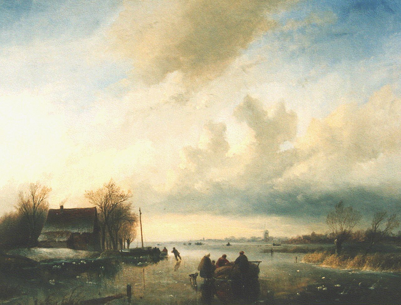 Spohler J.J. | Jan Jacob Spohler, Winterlandschap met schaatsers, olieverf op paneel 42,0 x 55,3 cm Spohler J.J. | Jan Jacob Spohler, Winterlandschap met schaatsers, olieverf op paneel 42,0 x 55,3 cm