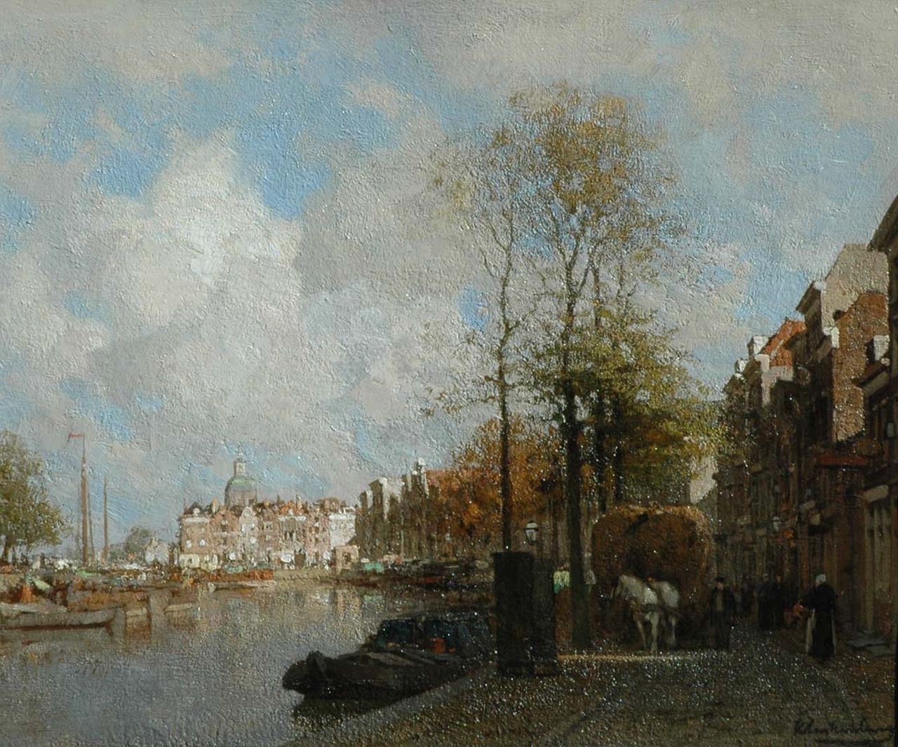 Klinkenberg J.C.K. | Johannes Christiaan Karel Klinkenberg, Gezicht op het Galgewater in Leiden, olieverf op doek 39,1 x 47,2 cm, gesigneerd rechtsonder Klinkenberg J.C.K. | Johannes Christiaan Karel Klinkenberg, Gezicht op het Galgewater in Leiden, olieverf op doek 39,1 x 47,2 cm, gesigneerd rechtsonder