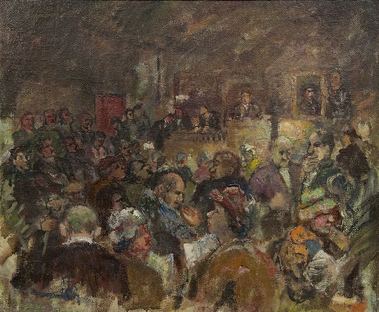 Grayson S.  | Stanley Clare Grayson, Veilingzaal bij Sotheby's Londen, olieverf op doek 50,5 x 60,8 cm, jaren '50