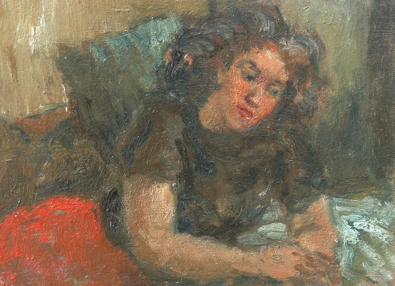 Grayson S. | Stanley Clare Grayson, Jonge vrouw, olieverf op paneel 15,0 x 20,8 cm, te dateren ca. 1949 Grayson S. | Stanley Clare Grayson, Jonge vrouw, olieverf op paneel 15,0 x 20,8 cm, te dateren ca. 1949