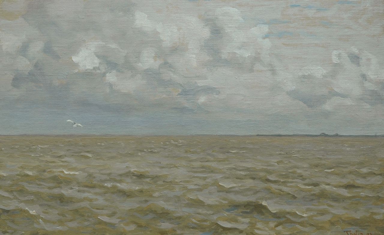 Tholen W.B. | Willem Bastiaan Tholen, Open water, olieverf op doek op paneel 32,4 x 51,1 cm, gesigneerd rechtsonder en gedateerd '21 Tholen W.B. | Willem Bastiaan Tholen, Open water, olieverf op doek op paneel 32,4 x 51,1 cm, gesigneerd rechtsonder en gedateerd '21