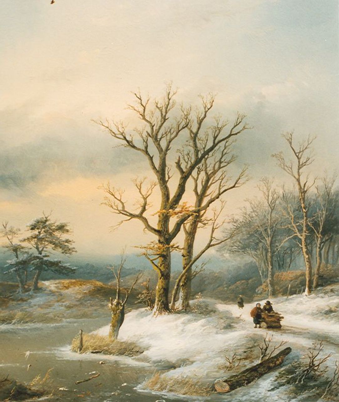 Spohler J.J. | Jan Jacob Spohler, Figuren in een winterlandschap, olieverf op paneel 36,0 x 30,5 cm, gesigneerd linksonder Spohler J.J. | Jan Jacob Spohler, Figuren in een winterlandschap, olieverf op paneel 36,0 x 30,5 cm, gesigneerd linksonder