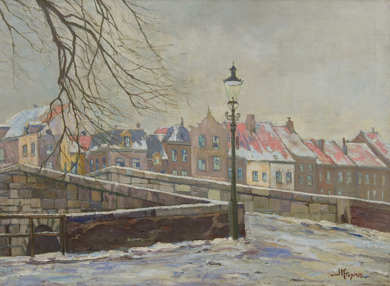 Kruysen J. | Johannes 'Jan' Kruysen | Schilderijen te koop aangeboden | De Stenen Brug van Roermond in de winter, olieverf op doek 74,1 x 100,5 cm, gesigneerd rechtsonder Kruysen J. | Johannes 'Jan' Kruysen | Schilderijen te koop aangeboden | De Stenen Brug van Roermond in de winter, olieverf op doek 74,1 x 100,5 cm, gesigneerd rechtsonder
