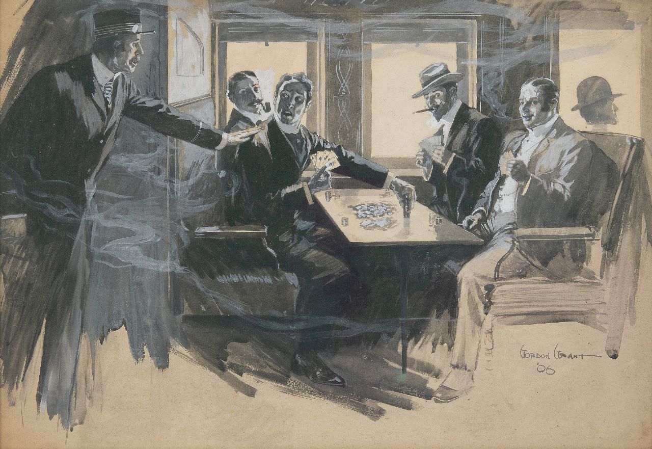 Grant G.H. | 'Gordon' Hope Grant | Aquarellen en tekeningen te koop aangeboden | Betrapt bij het gokken, aquarel op papier 44,0 x 67,0 cm, gesigneerd rechtsonder en gedateerd '06 Grant G.H. | 'Gordon' Hope Grant | Aquarellen en tekeningen te koop aangeboden | Betrapt bij het gokken, aquarel op papier 44,0 x 67,0 cm, gesigneerd rechtsonder en gedateerd '06