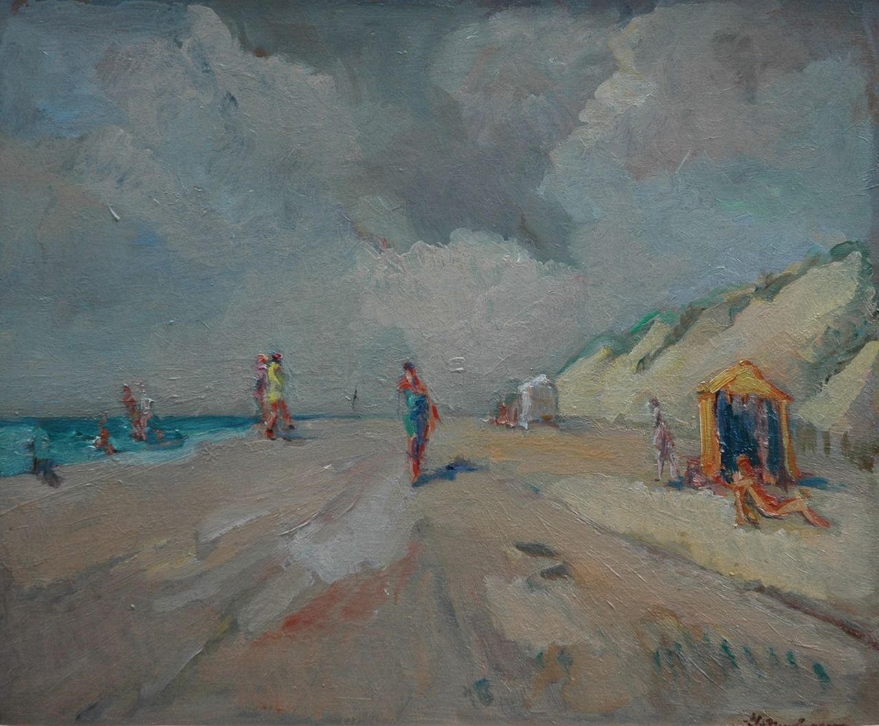 Neuburger E. | Eliazer 'Elie' Neuburger, Aan het strand, olieverf op board 38,0 x 46,0 cm, gesigneerd rechtsonder Neuburger E. | Eliazer 'Elie' Neuburger, Aan het strand, olieverf op board 38,0 x 46,0 cm, gesigneerd rechtsonder