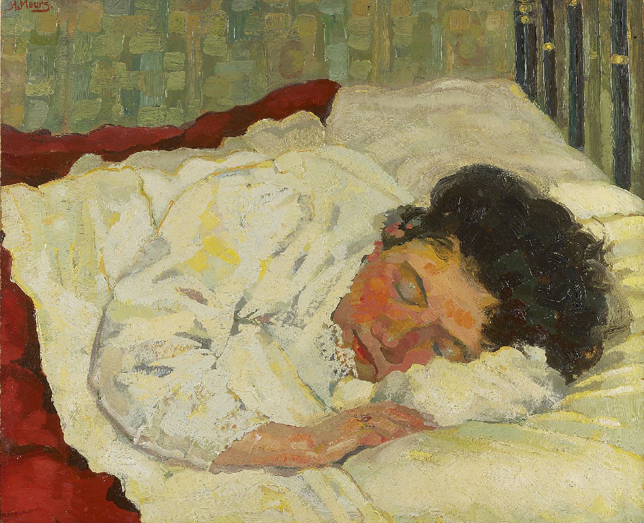 Meurs H.H.  | 'Harmen' Hermanus Meurs, Slapende vrouw, olieverf op karton 56,3 x 68,0 cm, gesigneerd linksboven en te dateren ca. 1923