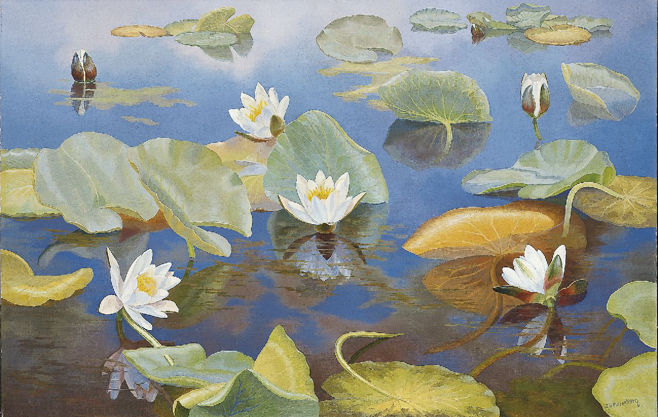 Smorenberg D. | Dirk Smorenberg, Waterlelies, olieverf op doek 64,8 x 100,3 cm, gesigneerd rechtsonder Smorenberg D. | Dirk Smorenberg, Waterlelies, olieverf op doek 64,8 x 100,3 cm, gesigneerd rechtsonder