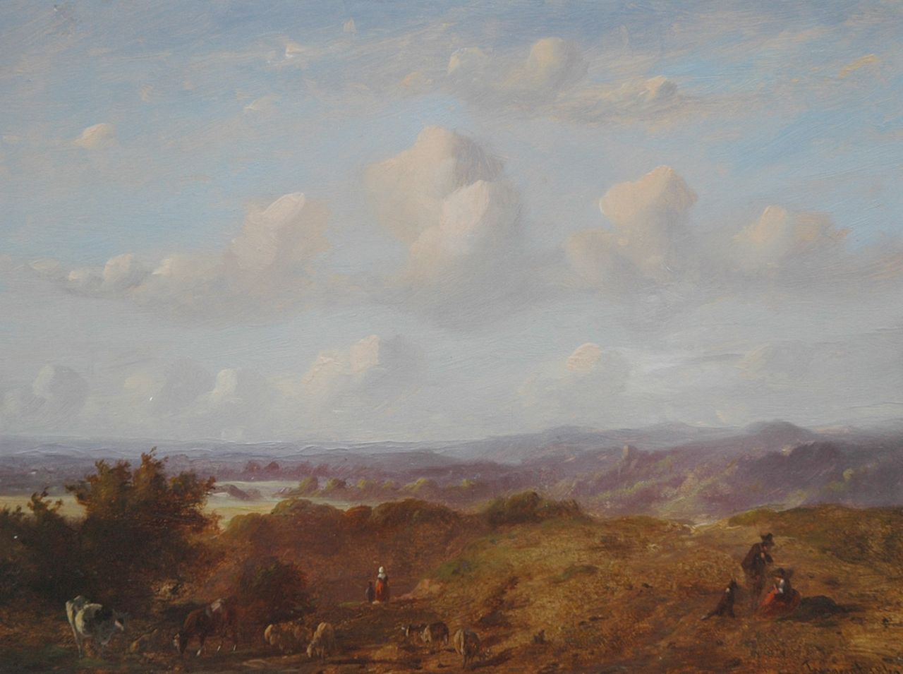 Tavenraat J. | Johannes Tavenraat, Panoramisch landschap met herder en vee, olieverf op paneel 22,0 x 29,7 cm, gesigneerd rechtsonder en gedateerd 1849 Tavenraat J. | Johannes Tavenraat, Panoramisch landschap met herder en vee, olieverf op paneel 22,0 x 29,7 cm, gesigneerd rechtsonder en gedateerd 1849
