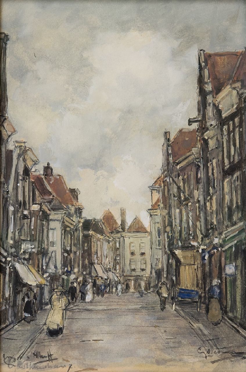 Heuff H.D. | 'Herman' Davinus Heuff, De Gasthuisstraat, Gorinchem, aquarel en gouache op papier 20,5 x 14,0 cm, gesigneerd linksonder Heuff H.D. | 'Herman' Davinus Heuff, De Gasthuisstraat, Gorinchem, aquarel en gouache op papier 20,5 x 14,0 cm, gesigneerd linksonder