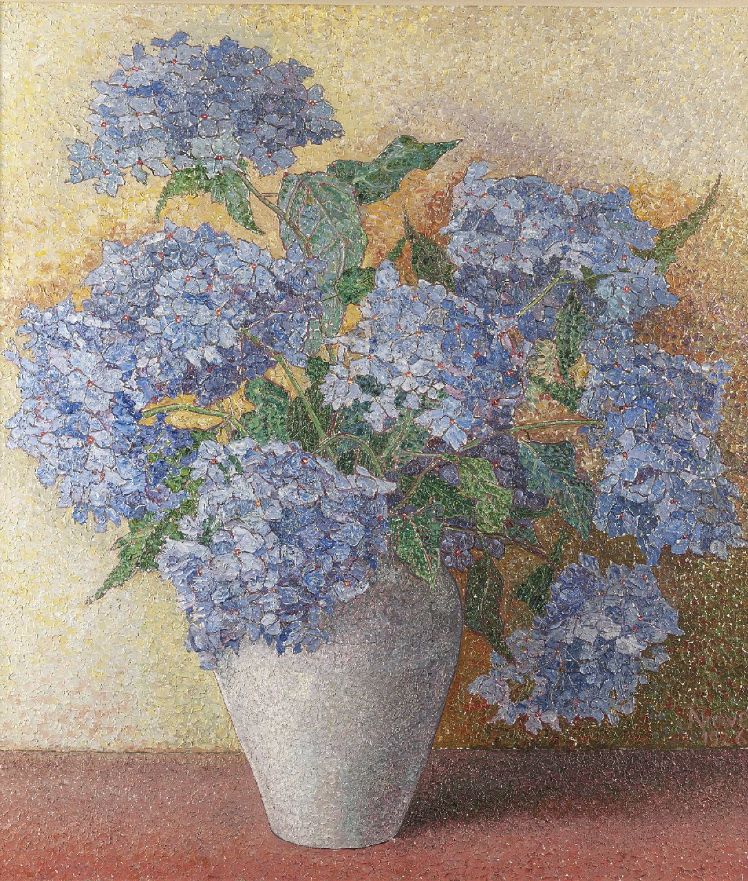 Nieweg J. | Jakob Nieweg, Hortensia's, olieverf op doek 85,5 x 75,0 cm, gesigneerd rechtsonder en gedateerd 1926 Nieweg J. | Jakob Nieweg, Hortensia's, olieverf op doek 85,5 x 75,0 cm, gesigneerd rechtsonder en gedateerd 1926