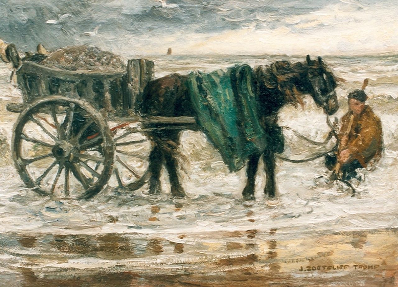 Zoetelief Tromp J.  | Johannes 'Jan' Zoetelief Tromp, Schelpenvisser, olieverf op doek 38,0 x 51,5 cm, gesigneerd rechtsonder