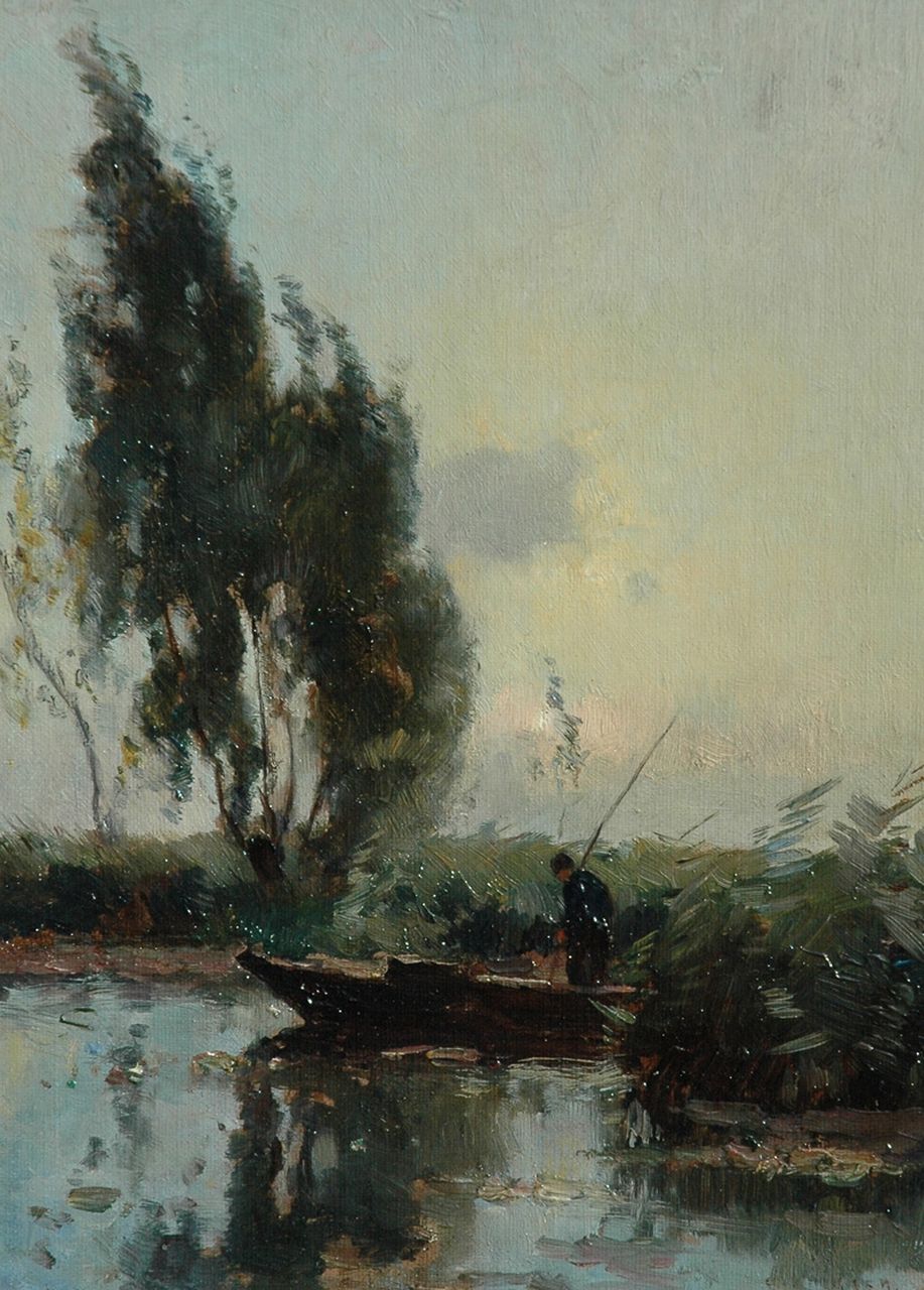 Knikker A. | Aris Knikker, Visser bij schemering, olieverf op doek op board 32,5 x 22,6 cm, gesigneerd rechtsonder (resten) Knikker A. | Aris Knikker, Visser bij schemering, olieverf op doek op board 32,5 x 22,6 cm, gesigneerd rechtsonder (resten)