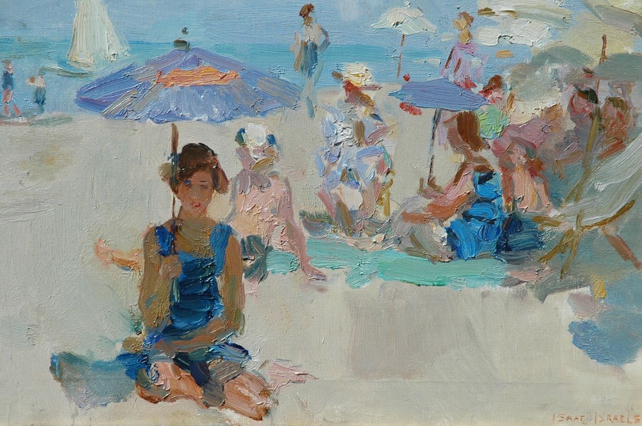 Israels I.L.  | 'Isaac' Lazarus Israels, Een zonnige dag aan het strand van Viareggio, olieverf op doek 37,2 x 54,1 cm, gesigneerd rechtsonder