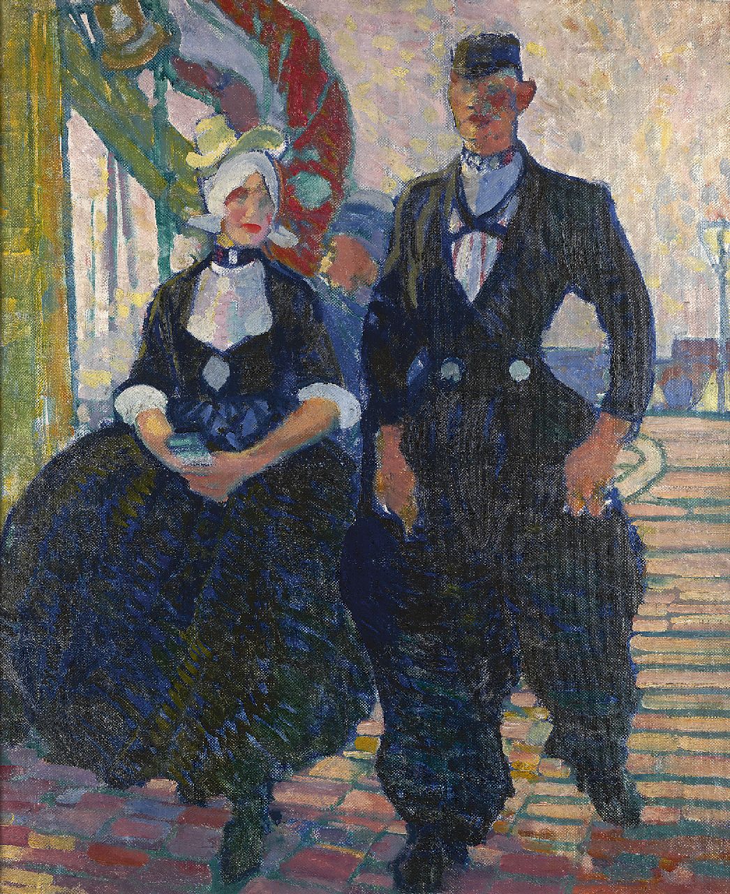 Sluiter J.W.  | Jan Willem 'Willy' Sluiter, Een Volendams paar, olieverf op doek 75,8 x 62,5 cm