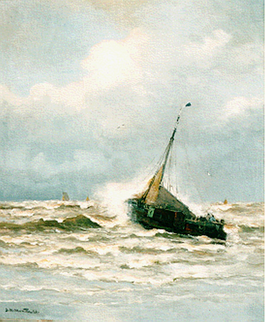 Munthe G.A.L. | Gerhard Arij Ludwig 'Morgenstjerne' Munthe, Vissersboot in de branding, olieverf op doek 75,6 x 63,5 cm, gesigneerd linksonder en gedateerd '26 Munthe G.A.L. | Gerhard Arij Ludwig 'Morgenstjerne' Munthe, Vissersboot in de branding, olieverf op doek 75,6 x 63,5 cm, gesigneerd linksonder en gedateerd '26