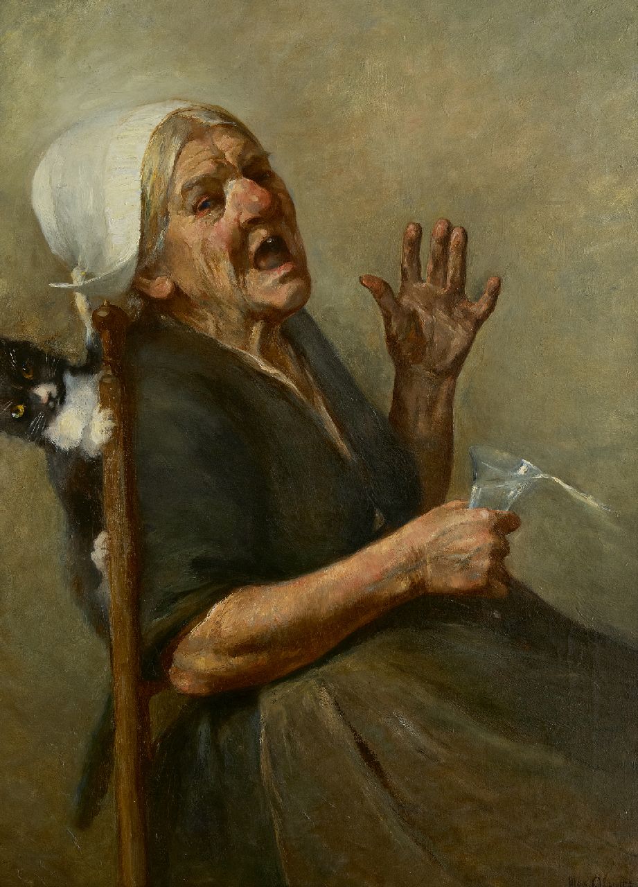 Alandt M.A. | Max Alexander Alandt | Schilderijen te koop aangeboden | Au! Verrast door de kat, olieverf op doek 81,5 x 62,5 cm, gesigneerd rechtsonder Alandt M.A. | Max Alexander Alandt | Schilderijen te koop aangeboden | Au! Verrast door de kat, olieverf op doek 81,5 x 62,5 cm, gesigneerd rechtsonder