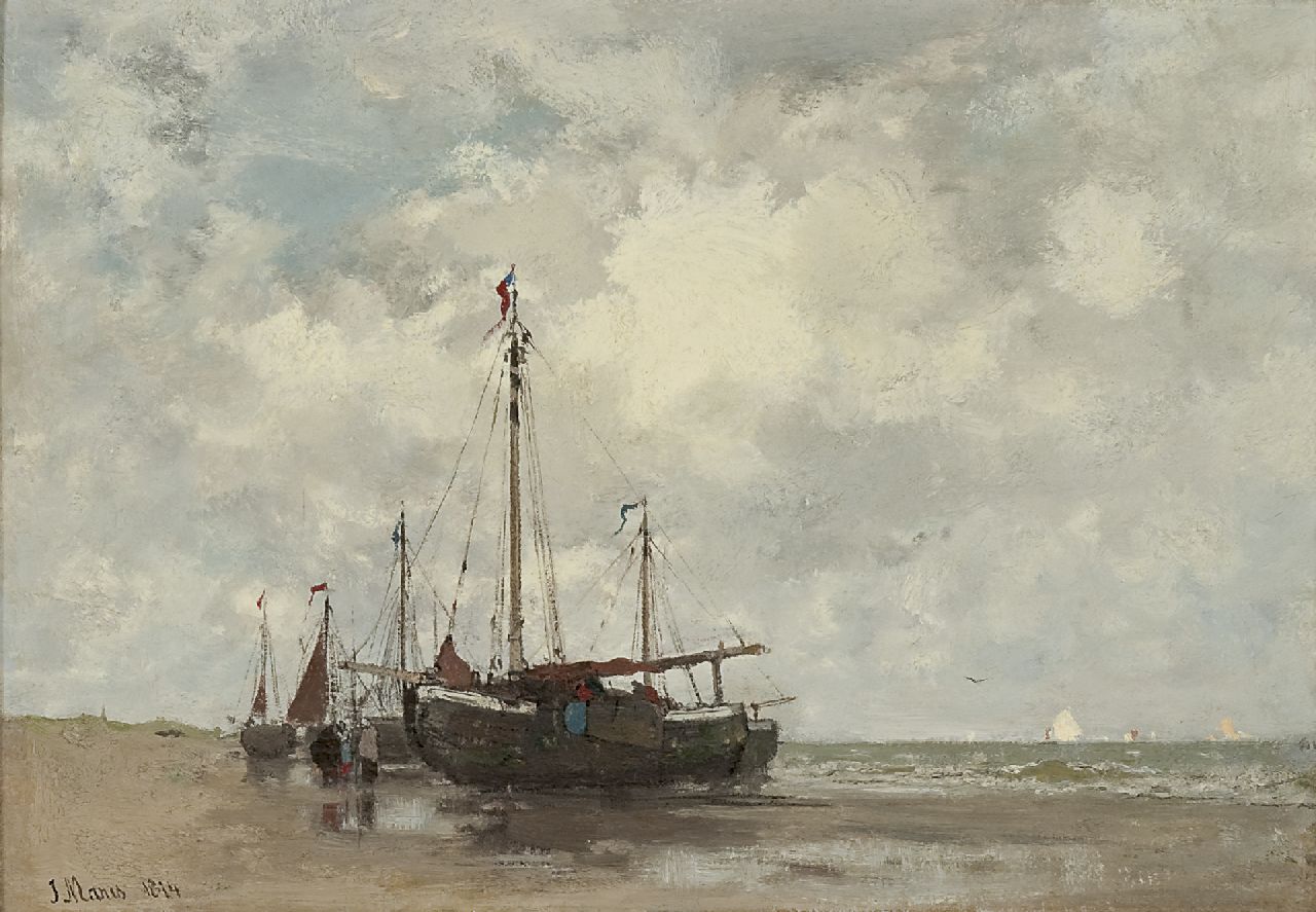 Maris J.H. | Jacobus Hendricus 'Jacob' Maris, Pinken bij eb op het strand, olieverf op doek 32,9 x 46,4 cm, gesigneerd linksonder en gedateerd 1874 Maris J.H. | Jacobus Hendricus 'Jacob' Maris, Pinken bij eb op het strand, olieverf op doek 32,9 x 46,4 cm, gesigneerd linksonder en gedateerd 1874