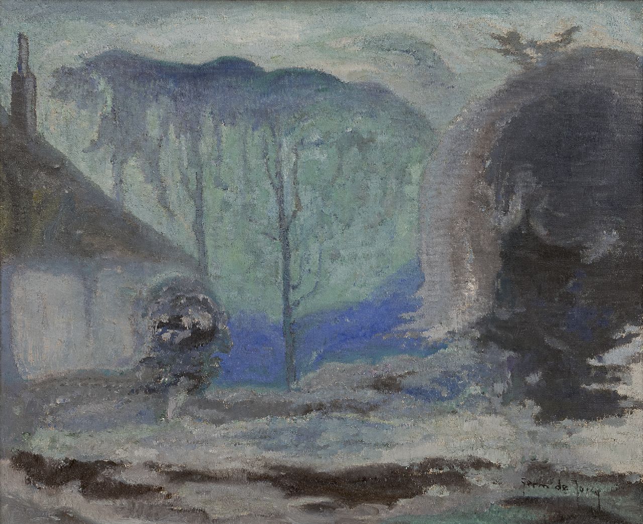 Jong G. de | Gerben 'Germ' de Jong | Schilderijen te koop aangeboden | Winterlandschap, olieverf op doek 41,2 x 50,0 cm, gesigneerd rechtsonder en te dateren ca. 1918 Jong G. de | Gerben 'Germ' de Jong | Schilderijen te koop aangeboden | Winterlandschap, olieverf op doek 41,2 x 50,0 cm, gesigneerd rechtsonder en te dateren ca. 1918