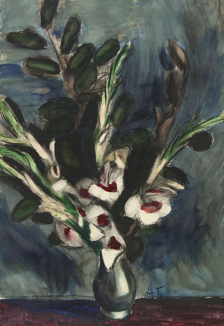Fauconnier H.V.G. Le | 'Henri' Victor Gabriel Le Fauconnier | Aquarellen en tekeningen te koop aangeboden | Gladiolen, zwart krijt en aquarel op papier 99,1 x 68,4 cm, gesigneerd rechtsonder met initialen