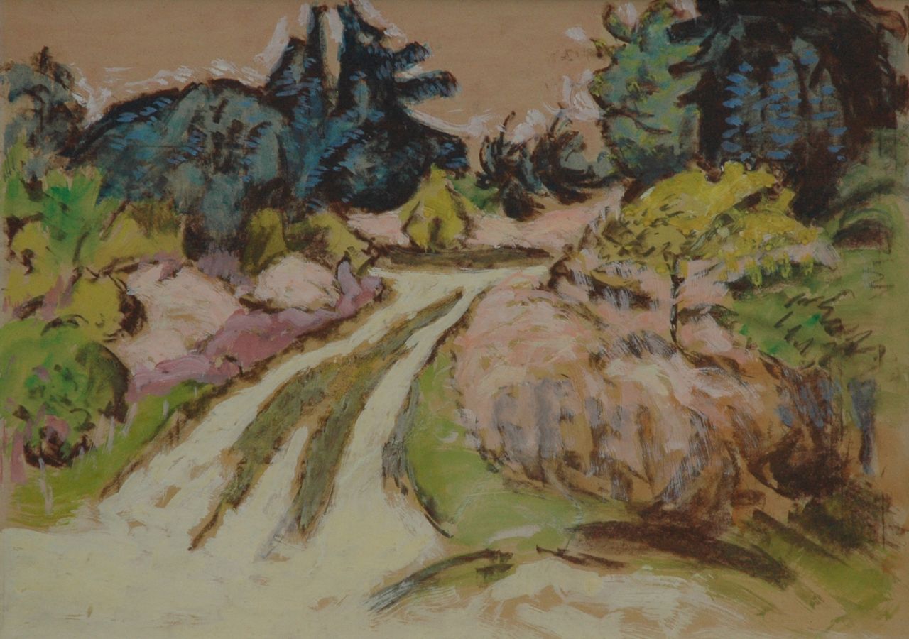 Altink J. | Jan Altink, Bosweg, krijt en gouache op papier 50,4 x 70,0 cm Altink J. | Jan Altink, Bosweg, krijt en gouache op papier 50,4 x 70,0 cm