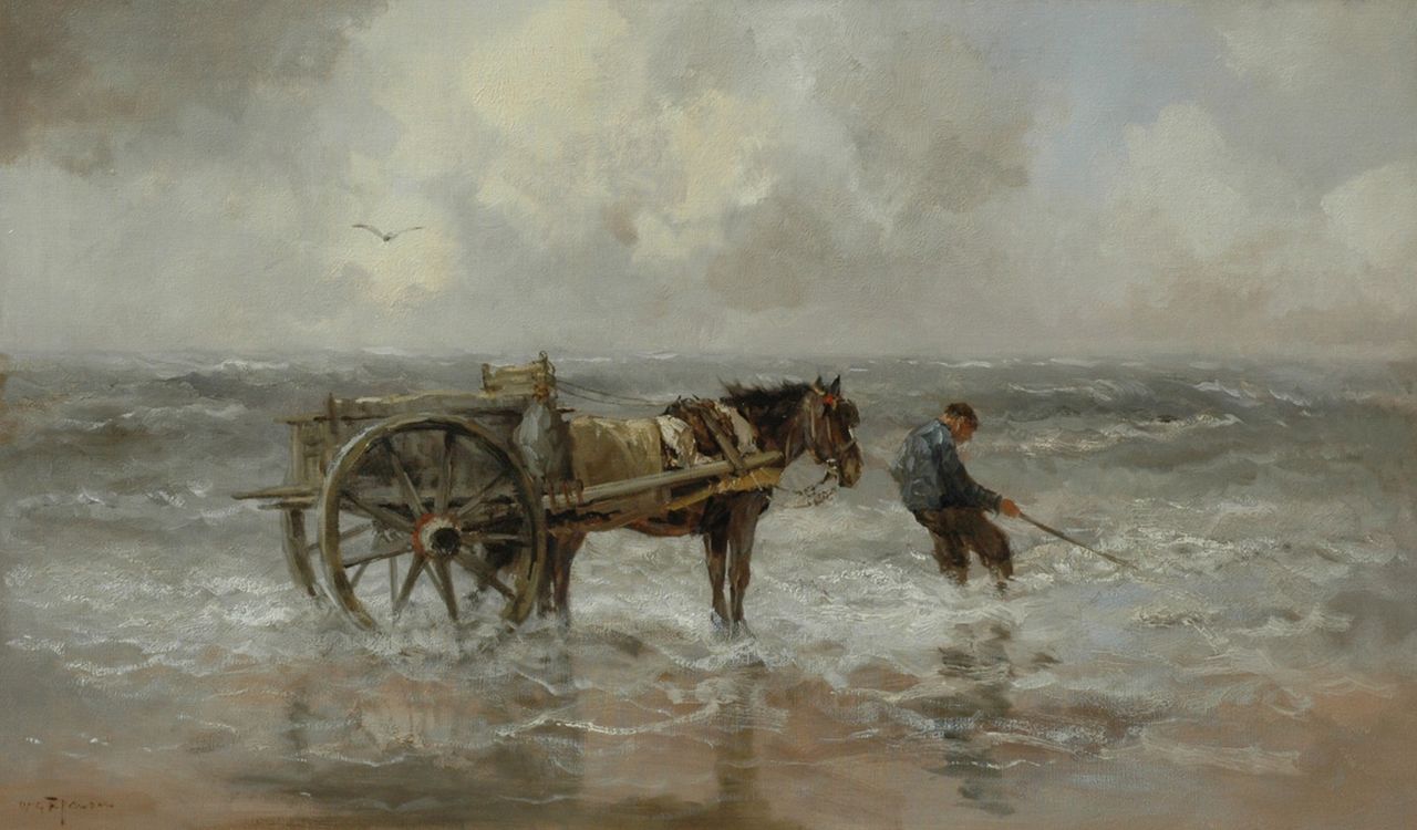 Jansen W.G.F. | 'Willem' George Frederik Jansen, Schelpenvisser, olieverf op doek 60,0 x 104,0 cm, gesigneerd linksonder Jansen W.G.F. | 'Willem' George Frederik Jansen, Schelpenvisser, olieverf op doek 60,0 x 104,0 cm, gesigneerd linksonder