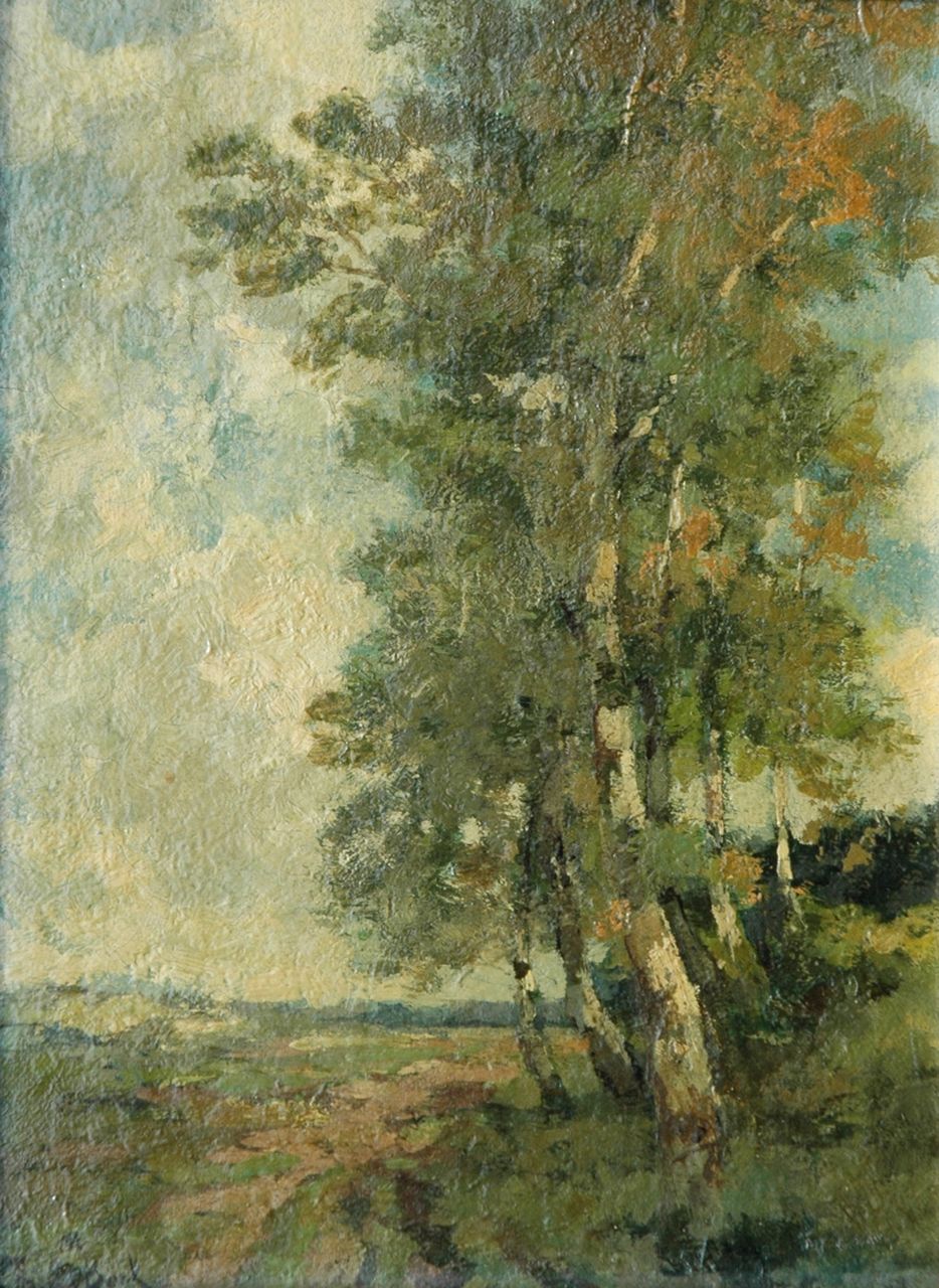 Bock T.E.A. de | Théophile Emile Achille de Bock, Bomen, olieverf op paneel 29,5 x 22,5 cm Bock T.E.A. de | Théophile Emile Achille de Bock, Bomen, olieverf op paneel 29,5 x 22,5 cm